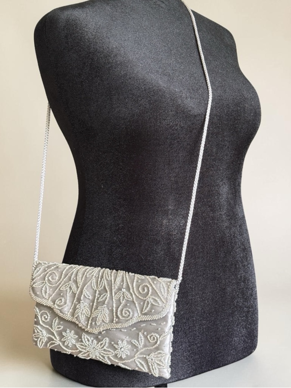 Apt 9 Beaded Floral Evening Clutch Shoulder Bag - Ivory